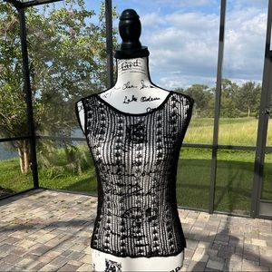 Banana Republic Black Crochet Knit Tank Top